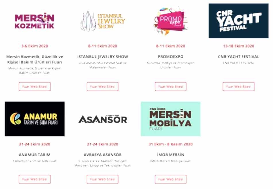 CNR EXPO Ekim 2020 Fuar Takvimi